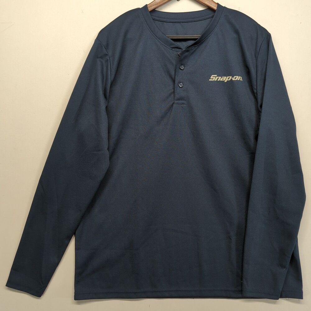 Snap-On Tools Blue Long Sleeve Mesh Henley Shirt Official Merchandise Men's XL